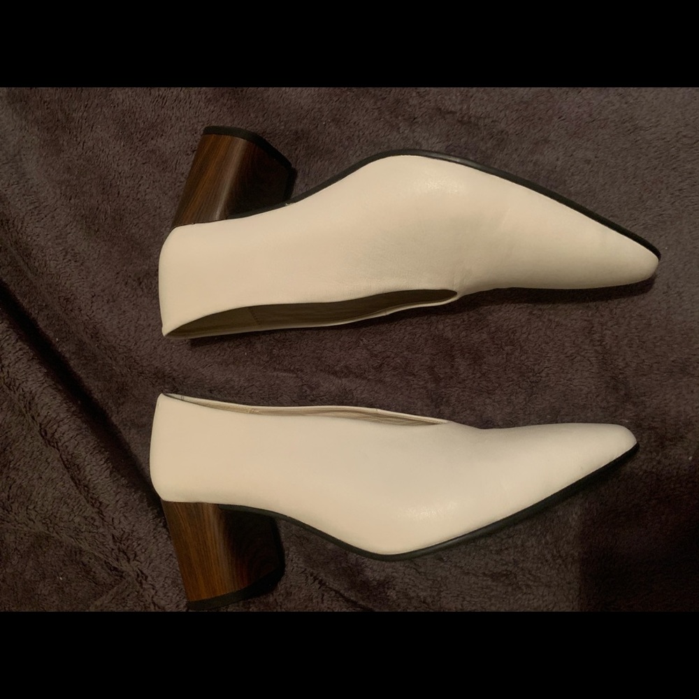 Vagabond White Leather Envelope Wood Eve Heel 8.5